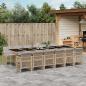 Preview: ARDEBO.de - 13-tlg. Garten-Essgruppe mit Kissen Beige Poly Rattan
