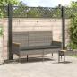 Preview: Gartenbank 3-Sitzer mit Kissen Grau Poly Rattan