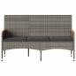 Preview: Gartenbank 3-Sitzer mit Kissen Grau Poly Rattan