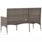 Preview: Gartenbank 3-Sitzer mit Kissen Grau Poly Rattan