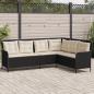Preview: ARDEBO.de - Gartensofa in L-Form mit Kissen Schwarz Poly Rattan