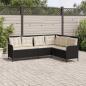 Preview: Gartensofa in L-Form mit Kissen Schwarz Poly Rattan