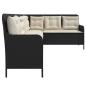 Preview: Gartensofa in L-Form mit Kissen Schwarz Poly Rattan