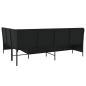 Preview: Gartensofa in L-Form mit Kissen Schwarz Poly Rattan