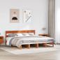 Preview: ARDEBO.de - Massivholzbett ohne Matratze Wachsbraun 200x200 Kiefernholz