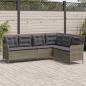 Preview: ARDEBO.de - Gartensofa in L-Form mit Kissen Grau Poly Rattan