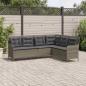Preview: Gartensofa in L-Form mit Kissen Grau Poly Rattan