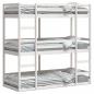 Preview: ARDEBO.de - Dreifach-Etagenbett Weiß 80x200 cm Massivholz Kiefer