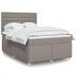 Preview: ARDEBO.de - Boxspringbett mit Matratze Taupe 140x190 cm Stoff