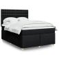 Preview: ARDEBO.de - Boxspringbett mit Matratze Schwarz 140x190 cm Stoff