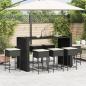 Preview: ARDEBO.de - 9-tlg. Gartenbar-Set mit Kissen Schwarz Poly Rattan