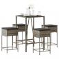Preview: ARDEBO.de - 5-tlg. Gartenbar-Set mit Kissen Grau Poly Rattan