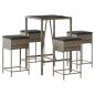 Preview: 5-tlg. Gartenbar-Set mit Kissen Grau Poly Rattan