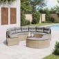 Preview: ARDEBO.de - 3-tlg. Garten-Sofagarnitur Halbrund Beige Poly-Rattan