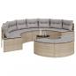 Preview: 3-tlg. Garten-Sofagarnitur Halbrund Beige Poly-Rattan