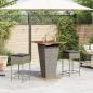 Preview: 3-tlg. Gartenbar-Set mit Kissen Grau Poly Rattan