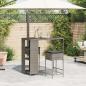 Preview: 3-tlg. Gartenbar-Set mit Kissen Grau Poly Rattan