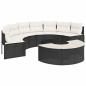 Preview: 3-tlg. Garten-Sofagarnitur Halbrund Schwarz Poly-Rattan