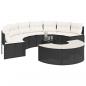 Preview: 3-tlg. Garten-Sofagarnitur Halbrund Schwarz Poly-Rattan