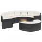 Preview: 3-tlg. Garten-Sofagarnitur Halbrund Schwarz Poly-Rattan