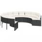 Preview: Gartensofa mit Kissen Rund Schwarz Poly-Rattan