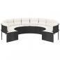 Preview: Gartensofa mit Kissen Rund Schwarz Poly-Rattan