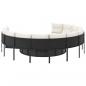 Preview: Gartensofa mit Kissen Rund Schwarz Poly-Rattan
