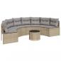 Preview: Gartensofa mit Tisch und Kissen Halbrund Beige Poly-Rattan