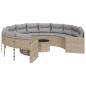 Preview: Gartensofa mit Tisch und Kissen Rund Beige Poly-Rattan