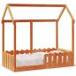Preview: ARDEBO.de - Kinderbett Hausbett Wachsbraun 70x140 cm Kiefer