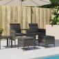 Preview: Gartensofa 2-Sitzer mit Tisch und Hockern Grau Poly Rattan