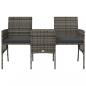 Preview: Gartensofa 2-Sitzer mit Tisch und Hockern Grau Poly Rattan