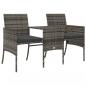Preview: Gartensofa 2-Sitzer mit Tisch und Hockern Grau Poly Rattan