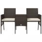 Preview: Gartensofa 2-Sitzer mit Tisch und Hockern Braun Poly Rattan