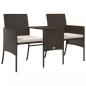 Preview: Gartensofa 2-Sitzer mit Tisch und Hockern Braun Poly Rattan