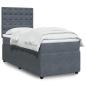 Preview: ARDEBO.de - Boxspringbett mit Matratze Dunkelgrau 90x190 cm Samt