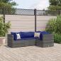 Preview: ARDEBO.de - 4-tlg. Garten-Lounge-Set mit Kissen Grau Poly Rattan