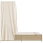 Preview: Doppel-Sonnenliege mit Dach und Vorhängen Beige Poly Rattan