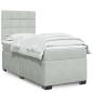 Preview: ARDEBO.de - Boxspringbett mit Matratze Hellgrau 90x200 cm Samt