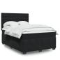 Preview: ARDEBO.de - Boxspringbett mit Matratze Schwarz 160x200 cm Samt
