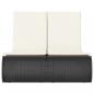 Preview: Doppel-Sonnenliege mit Kissen Schwarz Poly Rattan