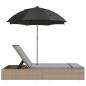 Preview: Doppel-Sonnenliege mit Kissen & Sonnenschirm Beige Poly Rattan