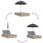 Preview: Doppel-Sonnenliege mit Kissen & Sonnenschirm Beige Poly Rattan