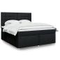 Preview: ARDEBO.de - Boxspringbett mit Matratze Schwarz 180x200 cm Stoff