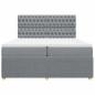 Preview: Boxspringbett mit Matratze Hellgrau 200x200 cm Stoff