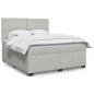 Preview: ARDEBO.de - Boxspringbett mit Matratze Hellgrau 180x200 cm Samt