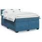 Preview: ARDEBO.de - Boxspringbett mit Matratze Blau 160x200 cm Samt