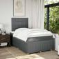 Preview: ARDEBO.de - Boxspringbett mit Matratze Dunkelgrau 120x200 cm Stoff