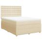 Preview: Boxspringbett mit Matratze Creme 140x200 cm Stoff