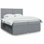 Preview: ARDEBO.de - Boxspringbett mit Matratze Hellgrau 200x200 cm Stoff